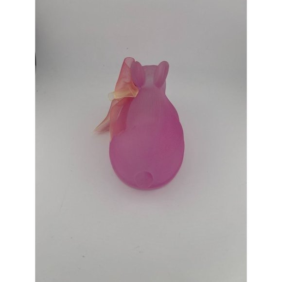 Pink Glass Easter Bunny Textured Decorative With Bow‎ - Picture 2 of 7